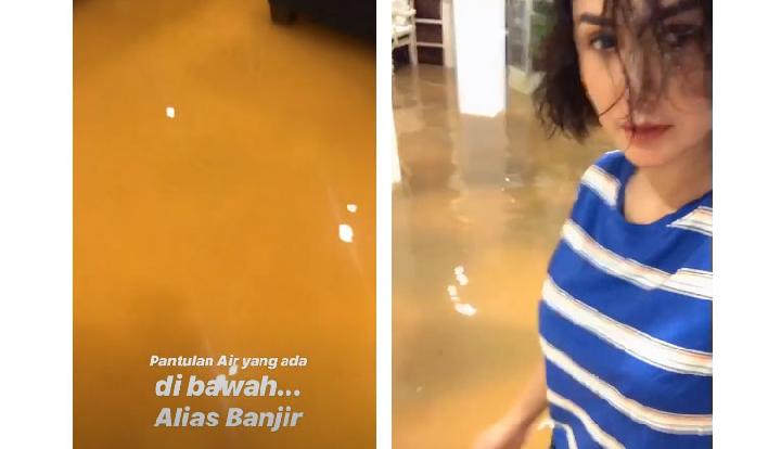 Rumah Mewah Milik Yuni Shara Terendam Banjir, Yuni Shara Tetap Tampil Kece Pake Sepatu Boat
