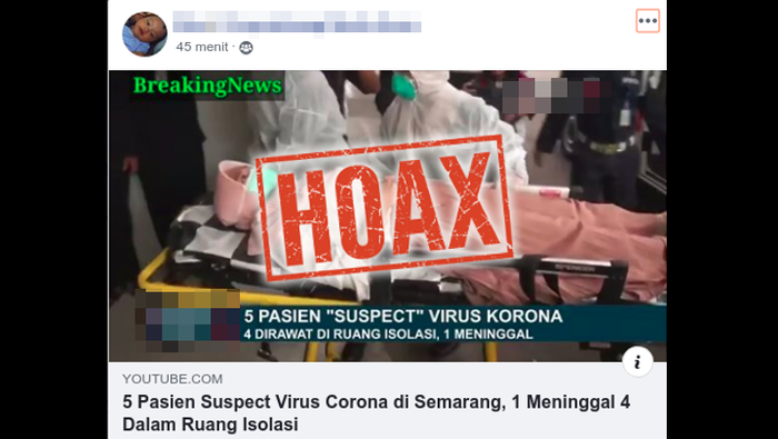 HOAX!! Pasien Suspek Virus Corona Meninggal di Semarang, Ini Faktanya