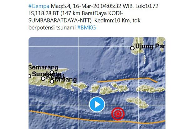 Wilayah NTT, Sumba Barat Daya Diguncang Gempa 5,4 M