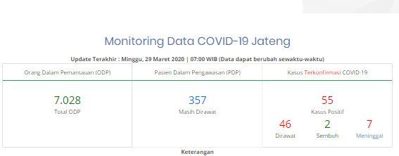 Update Virus Korona di Jawa Tengah, ODP Berjumlah 7.028 Orang Sedangkan PDP Berjumlah 357