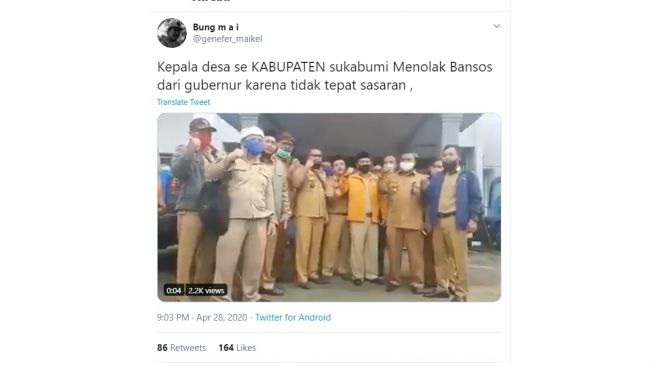 Viral di Media Sosial  !! Sejumlah Kepala Desa di Sukabumi Menyampaikan Protes dan Menolak Bansos yang Diberikan Gubernur Jawa Barat
