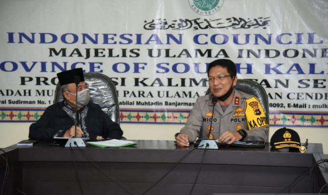 Kapolda Kalimantan Selatan Menggandeng MUI Kalsel Untuk Mencegah Penyebaran Virus corona