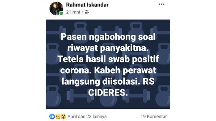 Ketua GTPP Covid-19 RSUD Cideres Bantah Seluruh Perawat Diisolasi Buntut Adanya Pasien Tak Jujur 