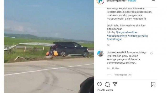 Viral di Medsos, Video Kecelakaan Tunggal di Jalan Tol, Mobil Tertembus Besi Pembatas Jalan
