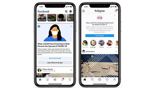 Facebook Akan Menambahkan Pesan Ke News Feed dan Feed Instagram, Ingatkan Pengguna untuk Gunakan Masker