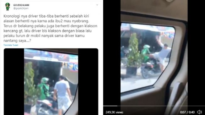 Viral di Media Sosial Memperlihatkan Seorang Pengemudi Ojol Ditendang Pengemudi Mobil, Begini Kronologinya, Karena Masalah Klakson