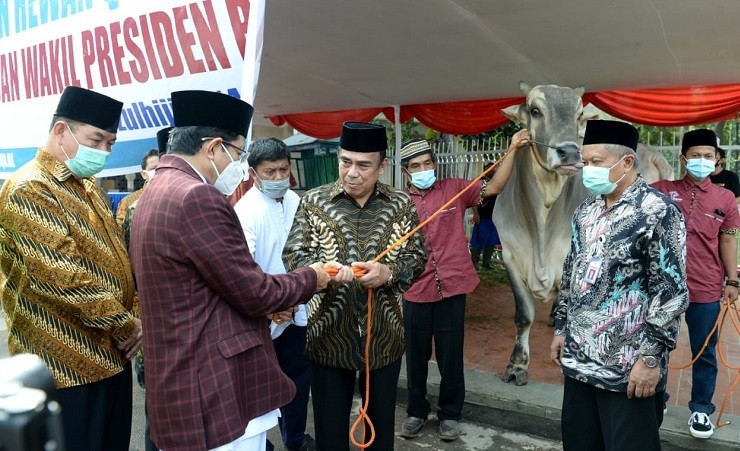 Menag Serahkan Sapi Kurban Peranakan Ongole 1 Ton Milik Presiden Jokowi ke Masjid Istiqlal