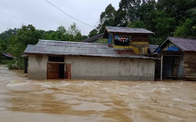 Banjir Melanda Kabupaten Melawi Kalbar, Sebanyak 300 Warga Desa Tanjung Lay Mengungsi ke Masjid