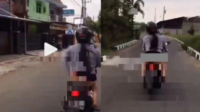 VIRAL ! Video Wanita Pamer Celana Dalam saat Naik Motor Viral di Medsos, Polisi Beberkan Identitasnya
