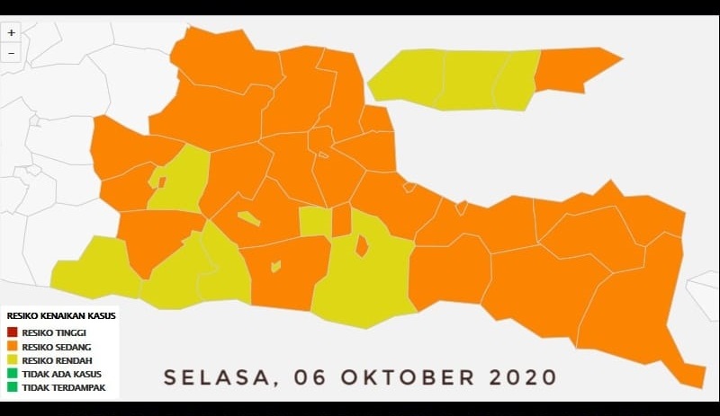 Wilayah Jawa Timur Akhirnya Bebas dari Zona Merah Covid-19