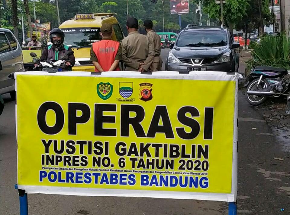 Pelaksanaan Ops Yustisi Penegakan Disiplin Inpres No.6 Tahun 2020 di Wilkum Polrestabes Bandung Polda Jabar