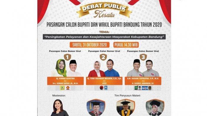 LINK Live Streaming Debat Publik Pertama Pilkada Kabupaten Bandung, Tiga Paslon Siap Tampil Maksimal, Ada Atep dan Sahrul Gunawan 