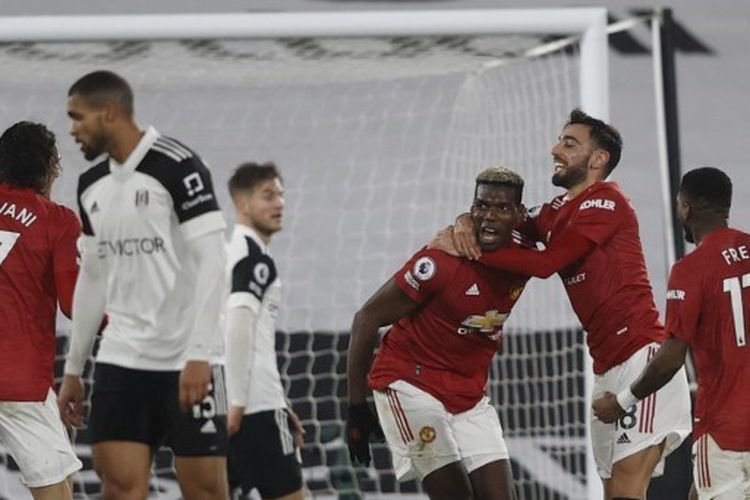 Hasil Pertandingan Fulham VS Manchester United, Paul Pogba Bawa Man Utd Kembali ke Puncak Klasemen Premier League