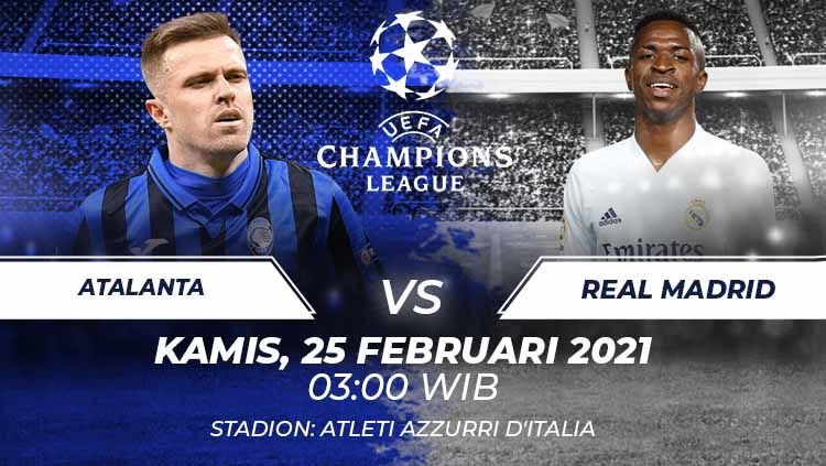LINK Live Streaming Pertandingan Liga Champions : Atalanta vs Real Madrid, Live di SCTV