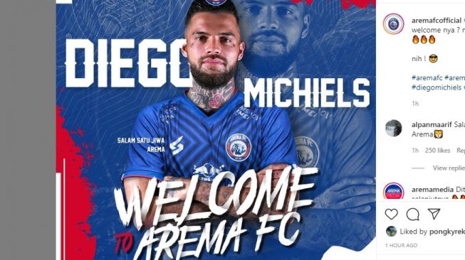 Mengarungi Liga 1 dan Piala Walikota Solo 2021, Arema FC Resmi Kontrak Diego Michiels