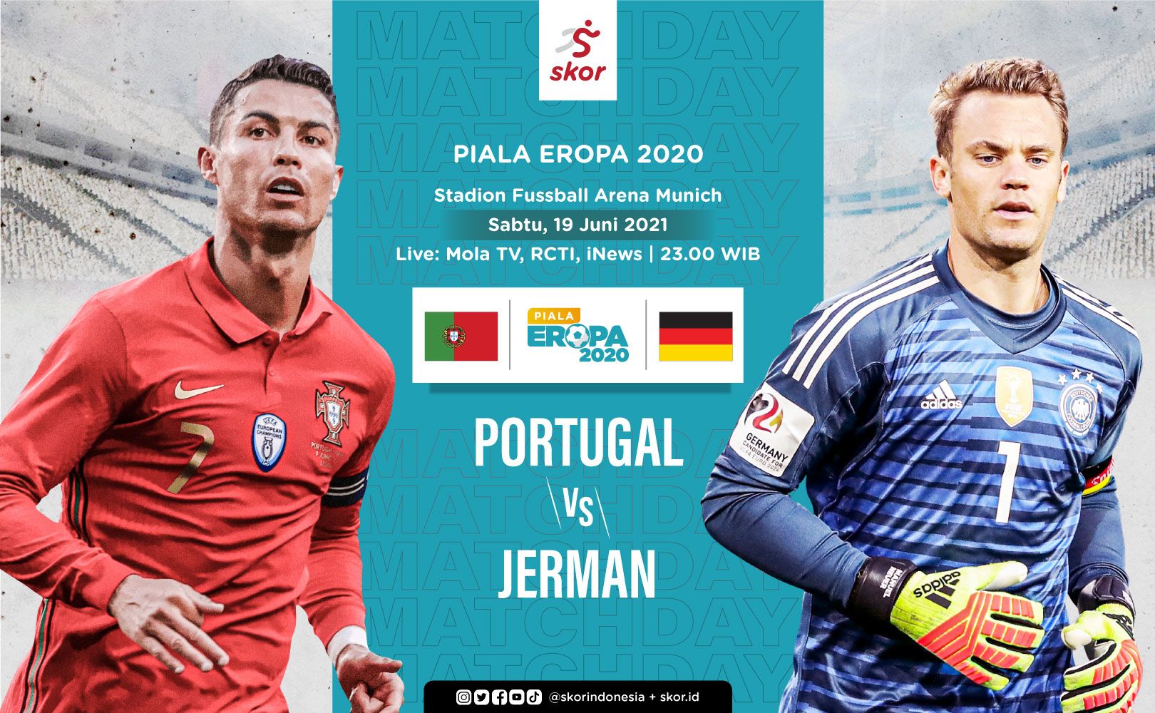 LINK Live Streaming EURO 2020 : BIG MATCH Portugal Vs Jerman, Duel Tim Bertabur Bintang ! 