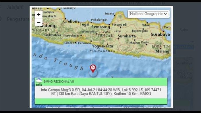Pagi Tadi, Gempa Bumi Mengguncang Gunungkidul DI Yogyakarta, BMKG Catat Berpusat di Kedalaman 10 Km   