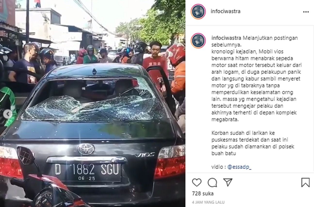 VIRAL di Medsos !! Vios Hitam Tabrak Lari Motor di Bandung, Warga Buru Pengendara Bak Film Action