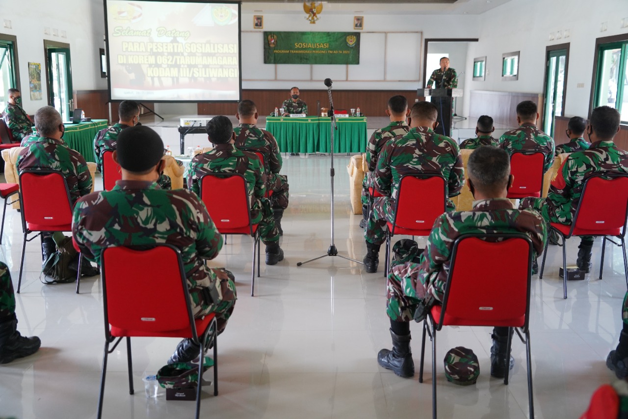 Korem 062/Tn Menyelenggarakan Sosialisasi Program Transmigrasi Bagi Personel TNI AD