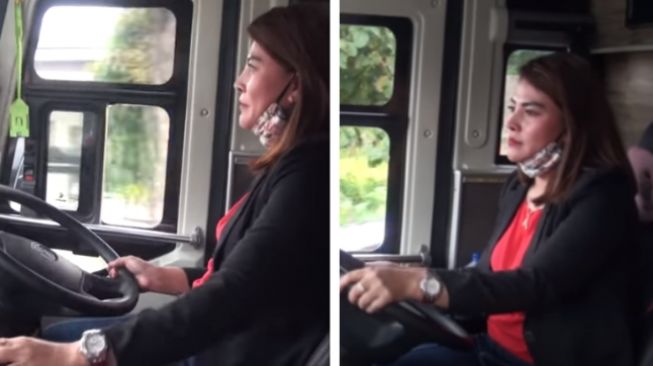 Viral Sosok Sopir Bus Cantik jadi Idola Baru, Warganet: Wanita Bermental Baja