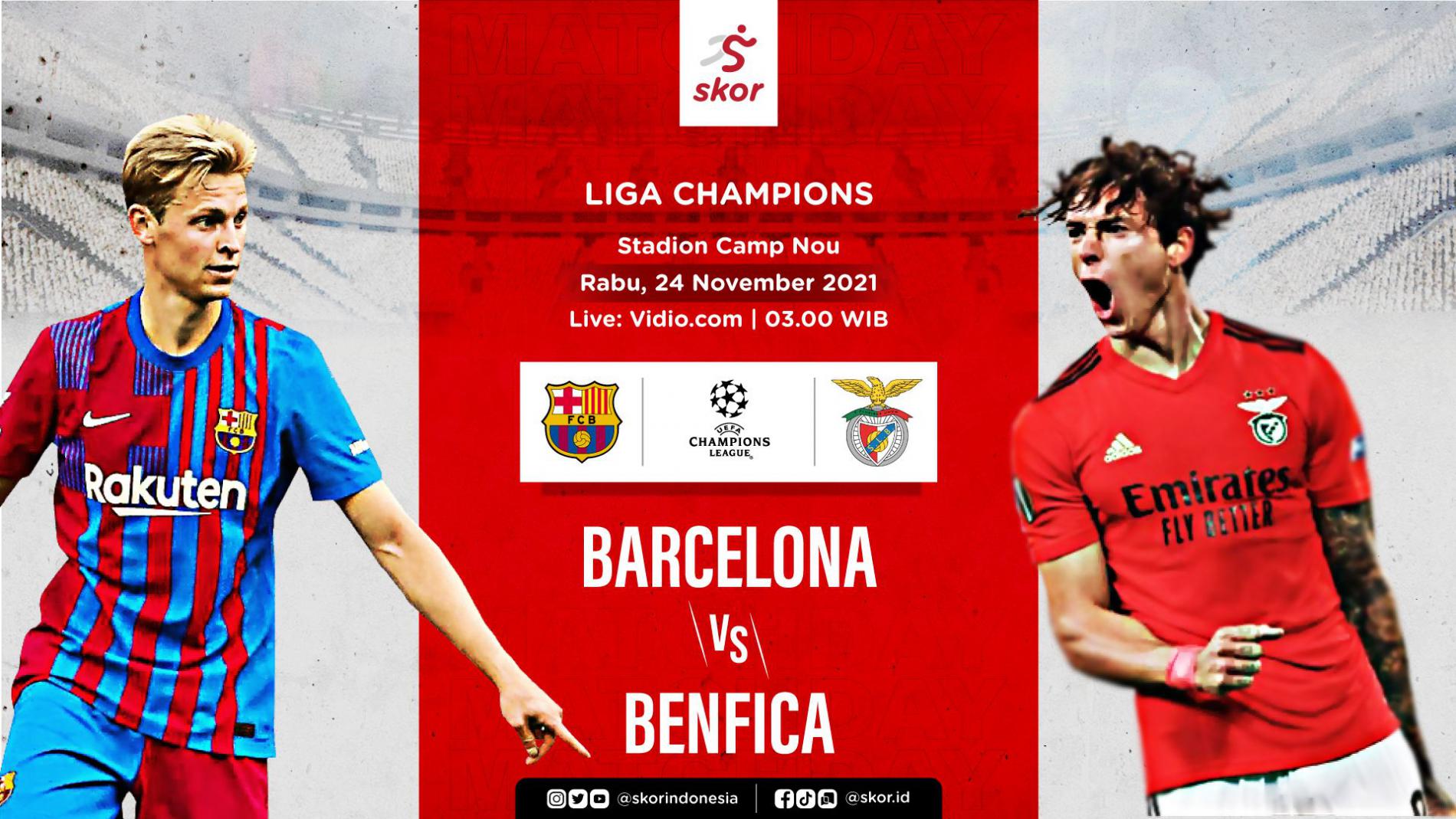 LINK Live Streaming Liga Champions 2021 : Barcelona Vs Benfica, Bisakah Xavi Bawa Kemenangan Lagi Bagi Blaugrana 