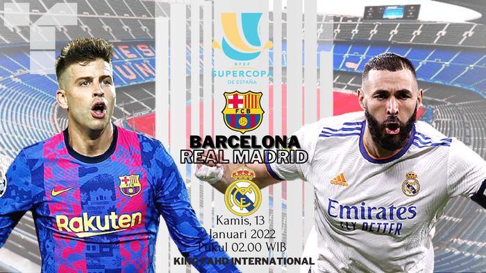 Piala Super Spanyol : Barcelona Vs Real Madrid, EL Clasico Dini Hari Nanti Pukul 02.00 WIB Berikut LINK Live Streamingnya 
