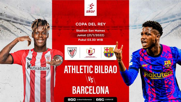 COPA DEL REY : Athletic Bilbao Vs Barcelona, Kick Off Pukul 03.00 WIB Ini LINK Live Streamingnya 