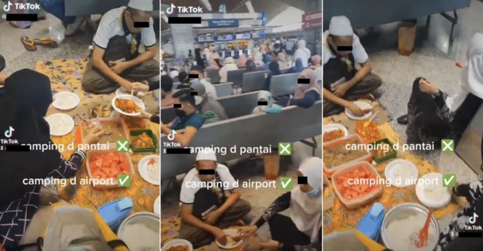 VIRAL Video Keluarga Piknik di Bandara, Gelar Tikar dan Makan Lesehan 