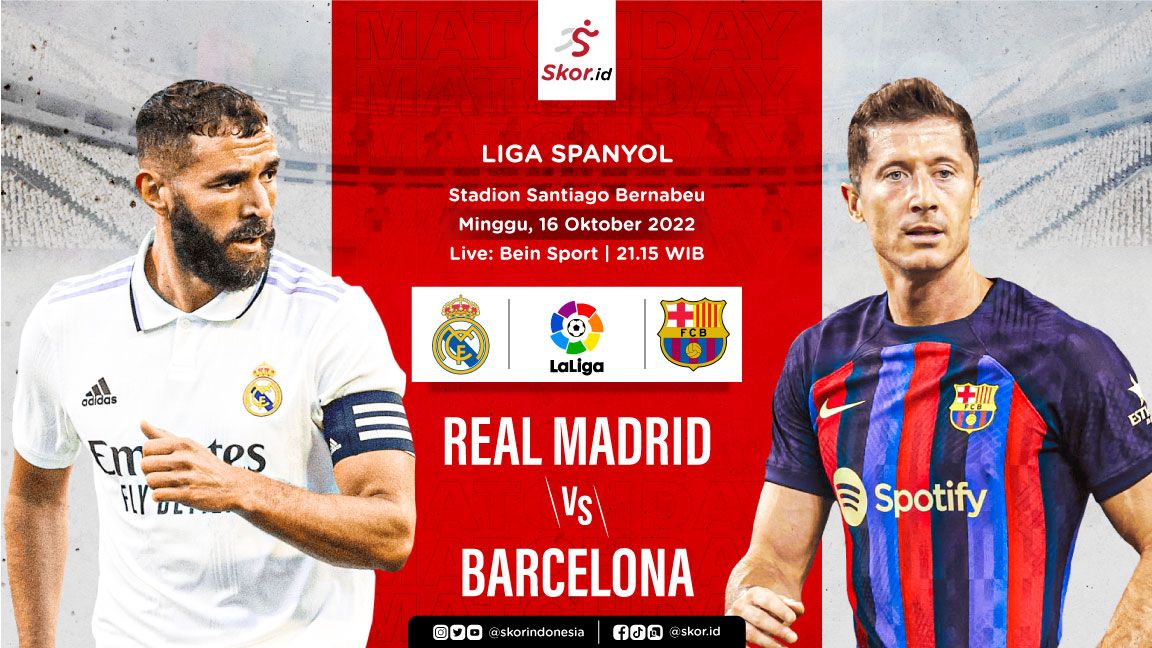 LINK Live Streaming La Liga : BIG MATCH EL Clasico Real Madrid Vs Barcelona, Adu Tajam Benzema dan Lewandowski ! 