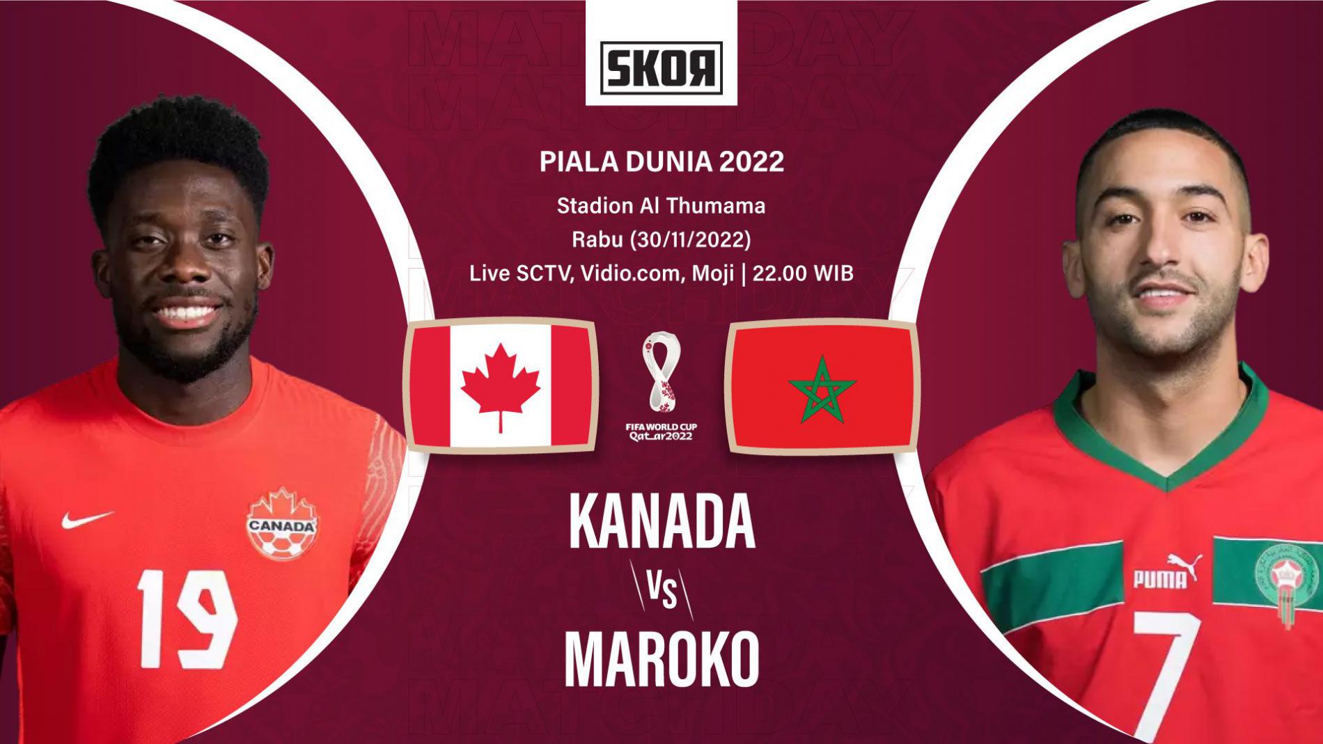 Live Streaming Piala Dunia 2022 Qatar: Kanada Vs Maroko, Hakimi dan Ziyech cs Berpeluang Lolos ! 