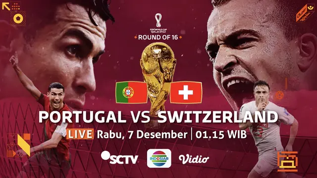 LINK Live Streaming Piala Dunia 2022  Babak 16 Besar: Portugal Vs Swiss, Ronaldo Bisa Gendong Selecao Kali Ini ? 
