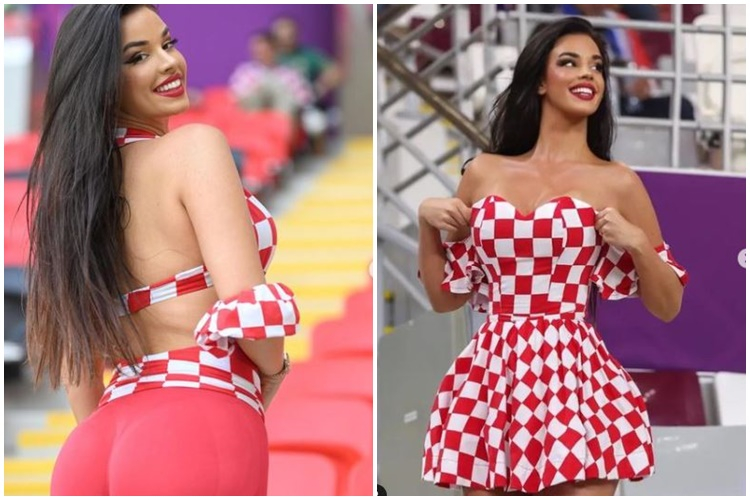 Model Cantik Kroasia, Ivana Knoll Rayakan Kemenangan Negaranya Dengan Pose Pakai Bra Merah Di Stadion 