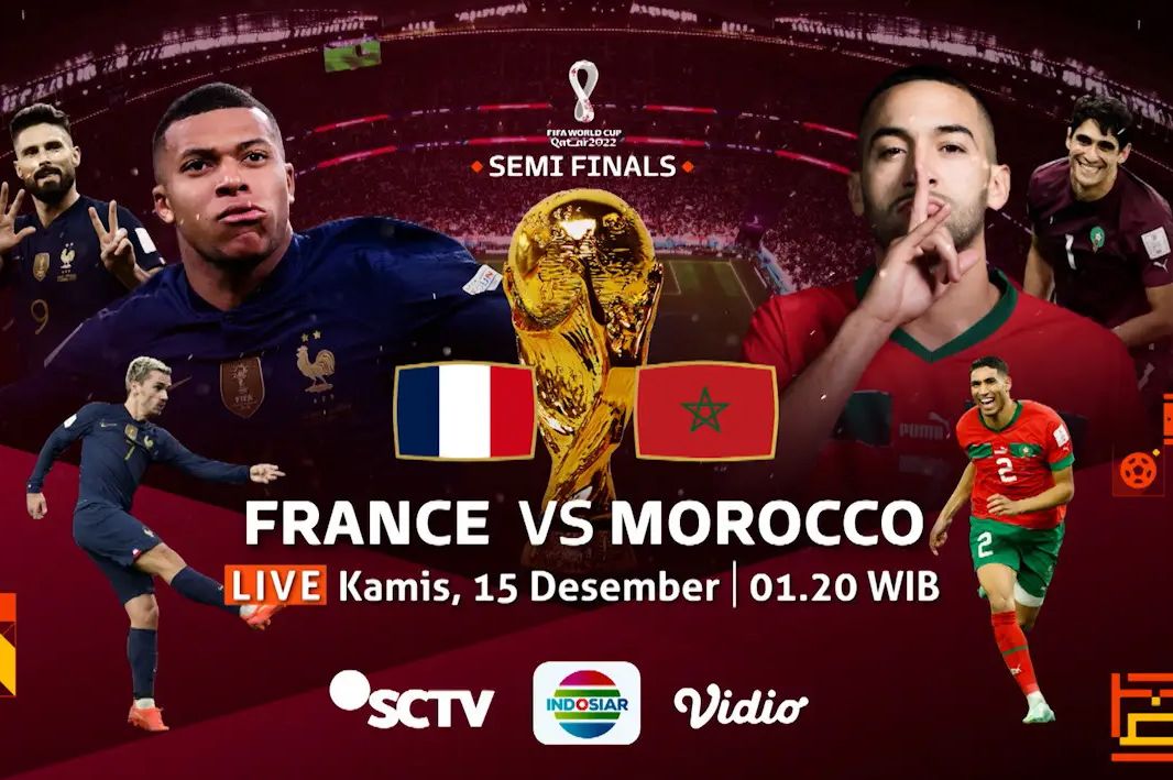 LINK Live Streaming SEMIFINAL Piala Dunia 2022 : Prancis Vs Maroko, Singa Atlas Selangkah Lagi Menuju Final ! 