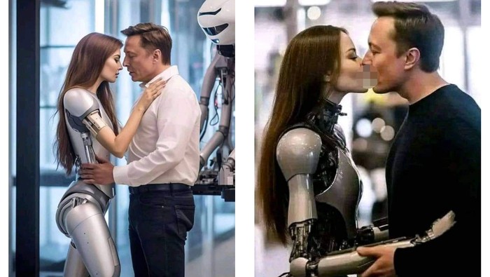 Foto Viral Elon Musk Ciuman Dengan Robot Humanoid Ternyata Hasil Rekayasa AI 