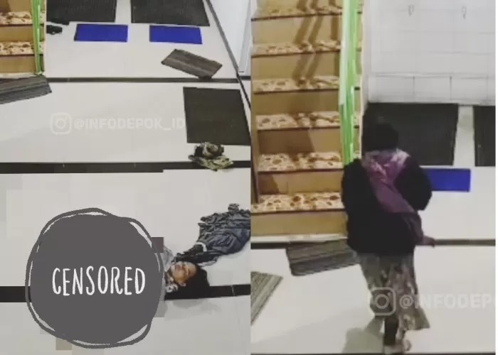 VIRAL Video Rekaman CCTV Seorang Perempuan Melahirkan di Masjid Depok dan Bayi Disimpan di Bawah Tangga 