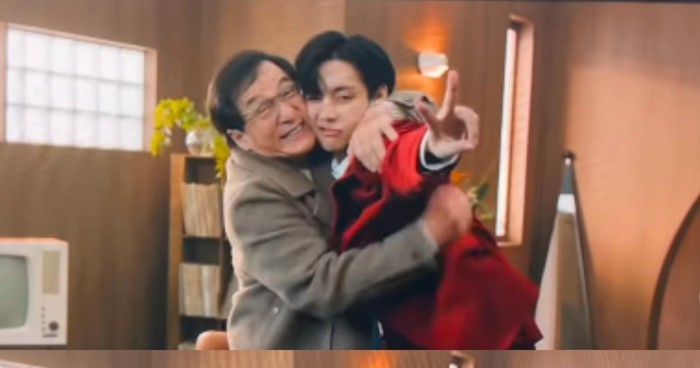 Seperti Ayah dan Anak, Jackie Chan Peluk Gemas V BTS di Lokasi Syuting Iklan 