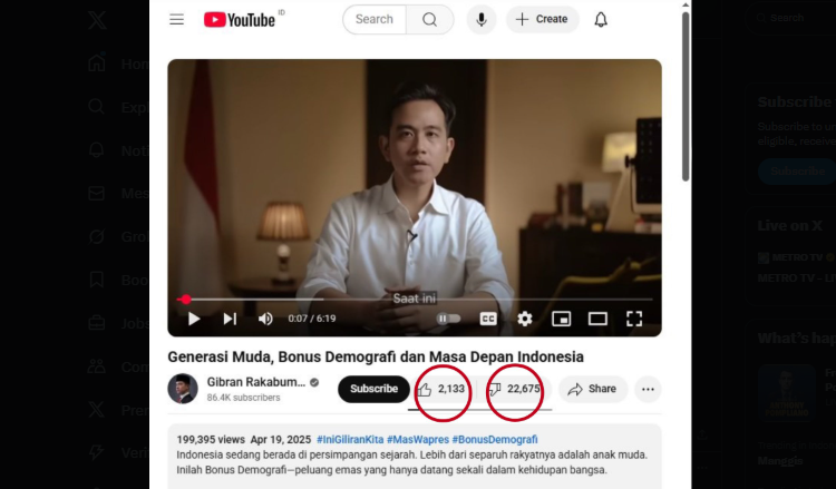 Video YouTube Wapres Gibran Bahas Bonus Demografi dan Film Jumbo Tuai Banyak Dislike: Apa yang Terjadi?