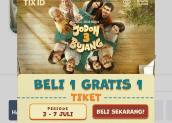 Promo Beli 1 Gratis 1 Tiket Nonton Film Jodoh 3 Bujang Kuota Terbatas Periode 3-7 Juli, Segera Dapatkan!