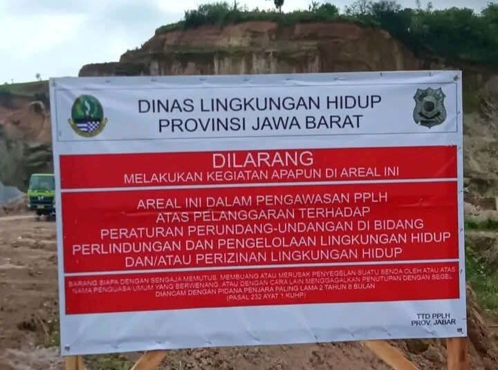 Pascabanjir dan Longsor Terjang Sumatera, Plang Larangan Terpasang di Lokasi Galian C Lingkar Nagreg