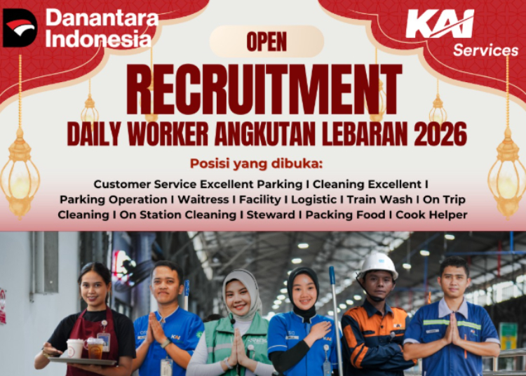 14 POSISI! KAI Services Buka Loker Daily Worker Angkutan Lebaran 2026 Buat Tamatan SMA SMK