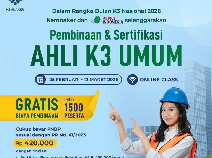 Kemnaker Buka Pelatihan Ahli K3 Umum Gratis