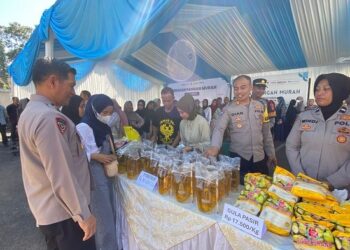 Polres Tasikmalaya Sulap Halaman Masjid Agung Baiturrahman Jadi Gerakan Pangan Murah