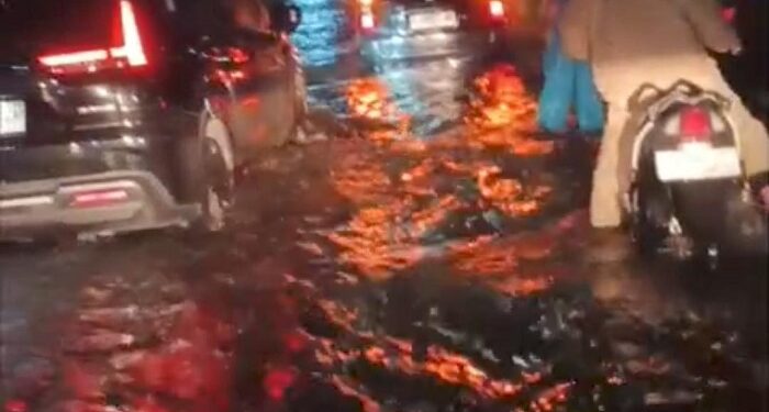 Hujan Disertai Angin Kencang di Pusat Kota : Sejumlah Pohon Tumbang dan Banjir Genangi Jalan Protokol