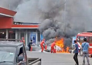 Kosleting Listrik, Tiga Motor Hangus Terbakar Saat Antri Isi Bensin di Karangnunggal