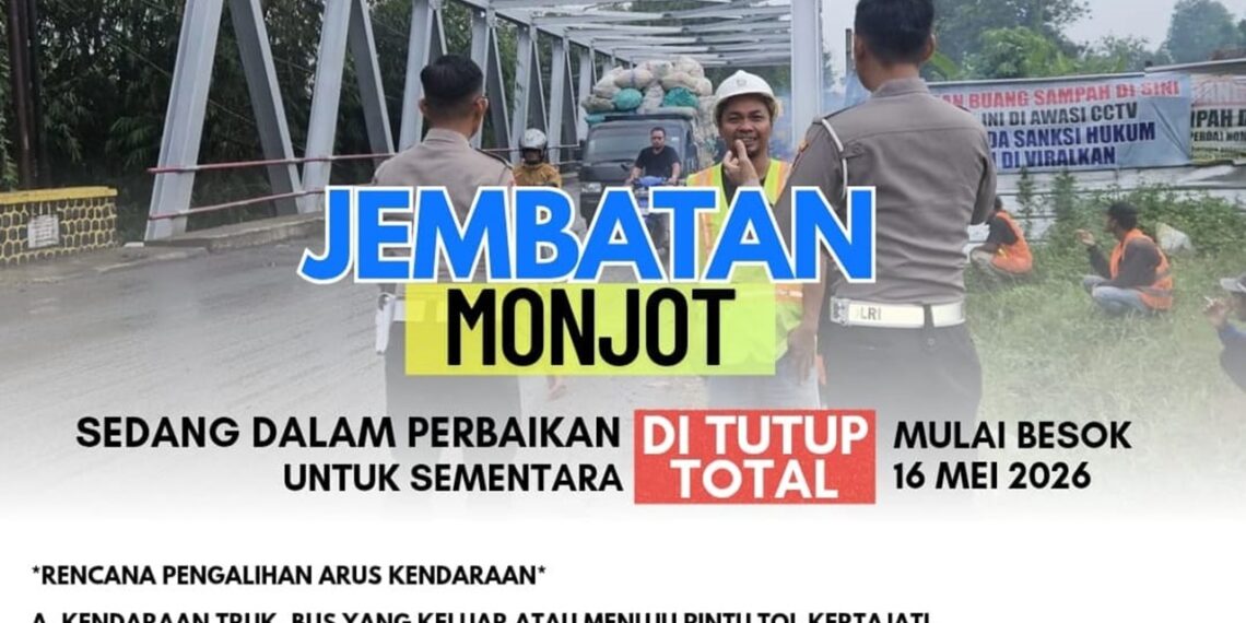Jembatan Monjot Majalengka Kembali Ditutup, Akses ke Indramayu dan Tol Cipali Dialihkan