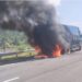 Api Berasal dari Klaher Bering, Truk Tronton Pengangkut Pasir Terbakar  Tol Cisumdawu