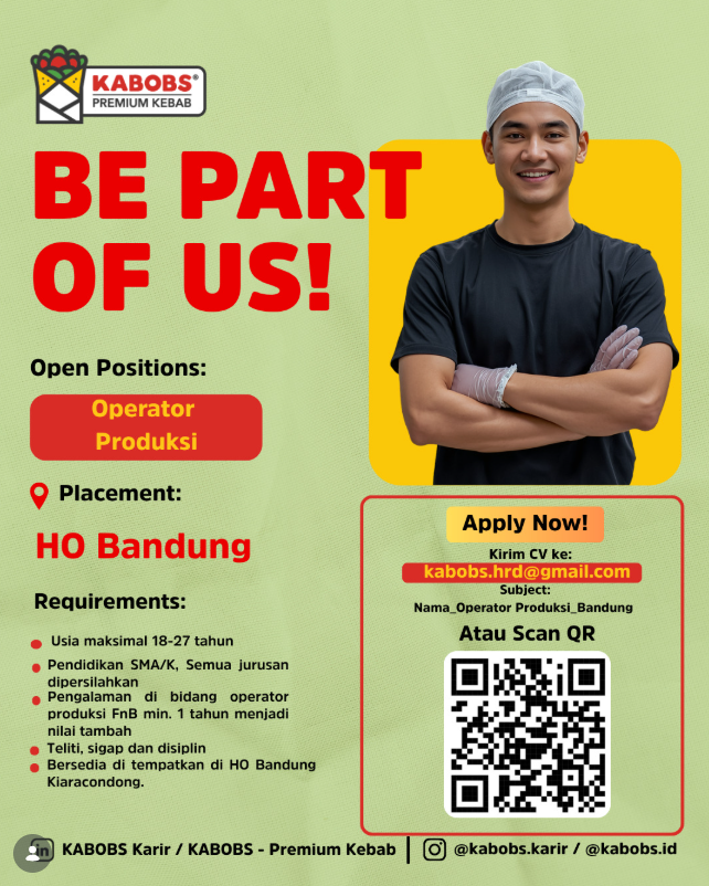 Buat Lulusan SMA SMK! Kabobs Bandung Buka Loker Operator Produksi 2 image 21