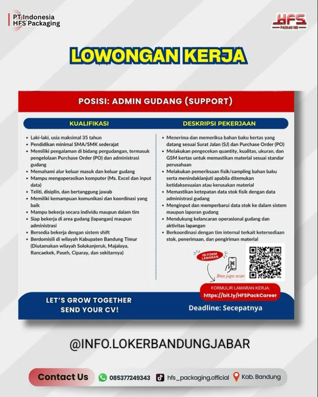 PT Indonesia HFS Packaging Bandung Buka Loker Posisi Admin Gudang, Ini Syaratnya 2 image 30