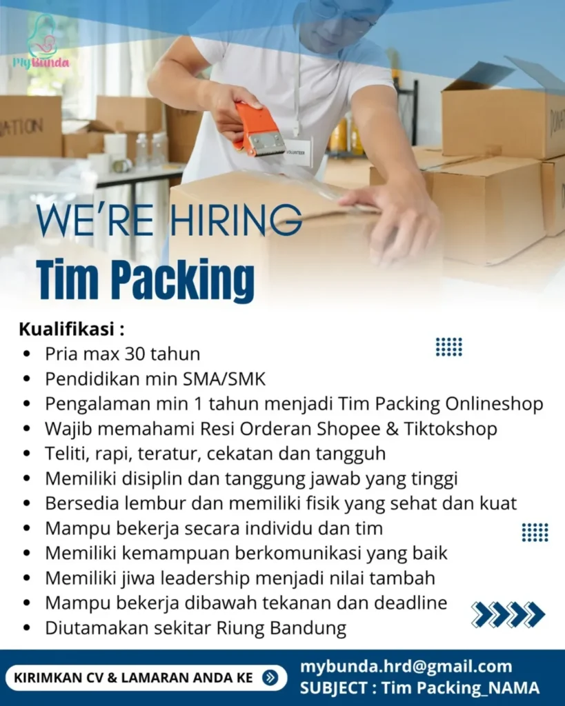 Tersedia 2 Posisi! My Bunda Bandung Buka Loker untuk Lulusan SMA dan SMK 2 WE ARE HIRING OPERATIONAL TEAM MY BUNDA BANDUNG 📦💻🏍️My Bunda mengundang kamu yang berd