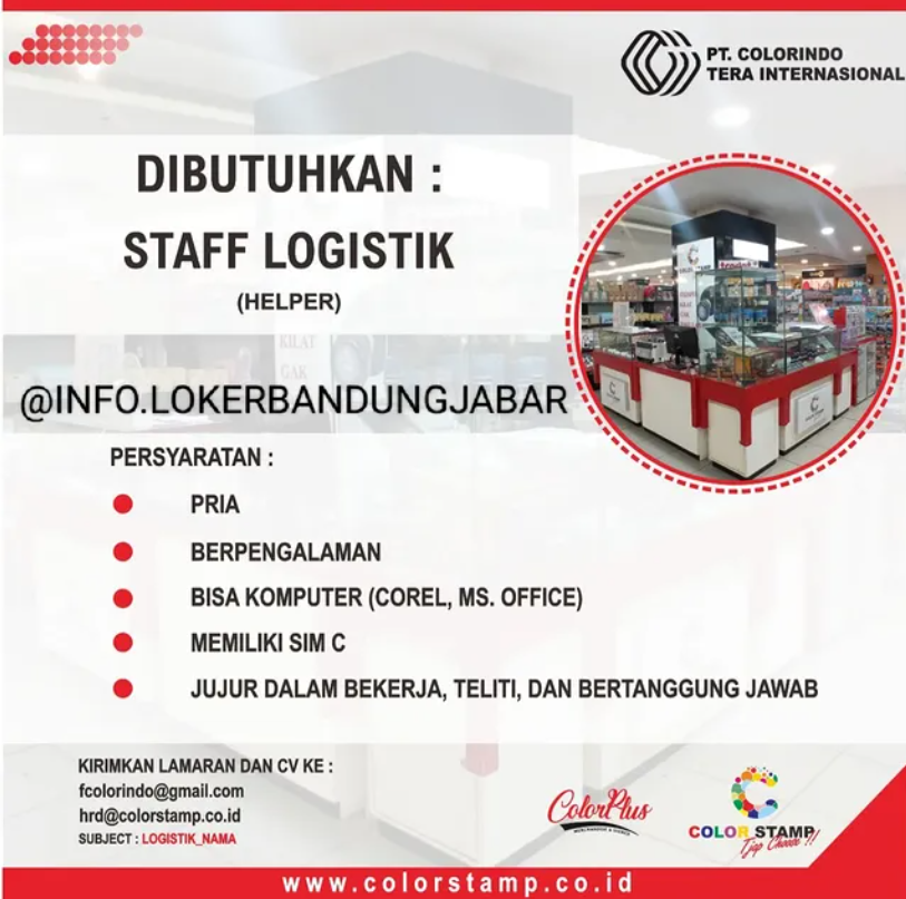 TERBARU! PT Colorindo Tera Internasional Bandung Buka Loker Staff Logistik 2 image 1